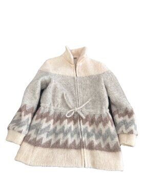 Vintage SAMBAND OF ICELAND Icelook Cinch Waist Full Zip Wool Sweater-Coat Small